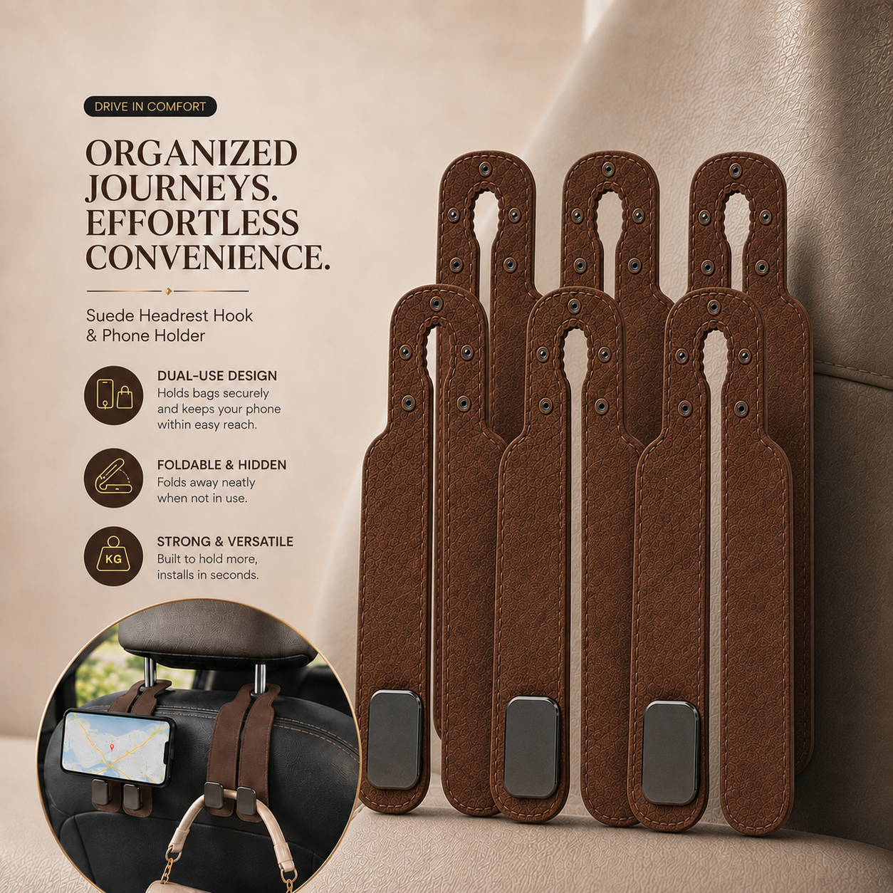 Universal Car Headrest Hooks