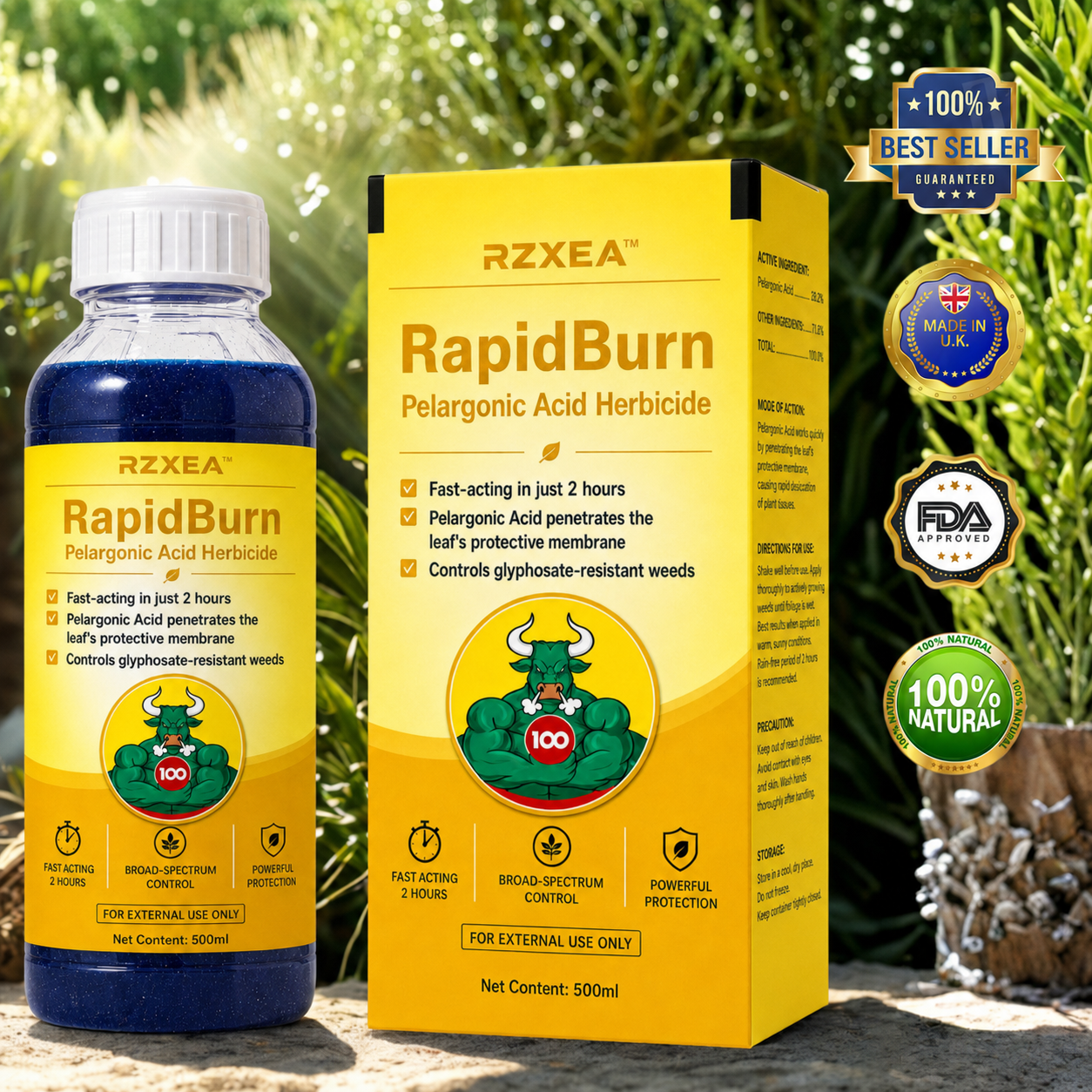 ✨ From Stubborn Weeds to Pristine Yard! | ⏱️ See Visible Wilting in Just 4 Hours! | RZXEA™ RapidBurn Contact Herbicide