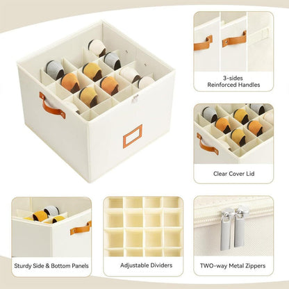 👟 50% OFF NOW!📦Shoe Storage Box for Closet Foldable Organiser with Clear Lid & Reinforced Handles Fits 16-Pair Slippers Space-Saving Bin for Closet Organisation✨