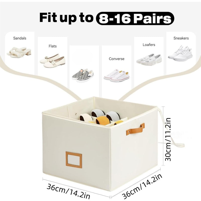 👟 50% OFF NOW!📦Shoe Storage Box for Closet Foldable Organiser with Clear Lid & Reinforced Handles Fits 16-Pair Slippers Space-Saving Bin for Closet Organisation✨