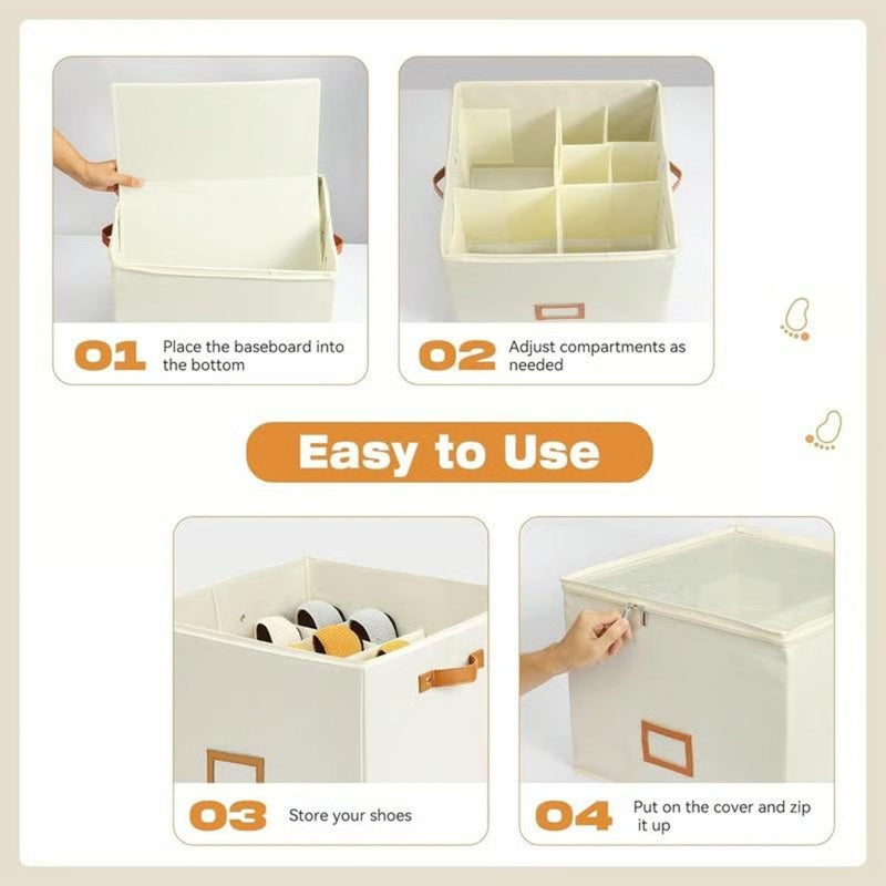 👟 50% OFF NOW!📦Shoe Storage Box for Closet Foldable Organiser with Clear Lid & Reinforced Handles Fits 16-Pair Slippers Space-Saving Bin for Closet Organisation✨