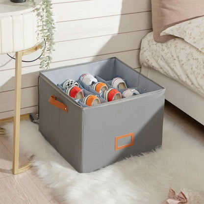 👟 50% OFF NOW!📦Shoe Storage Box for Closet Foldable Organiser with Clear Lid & Reinforced Handles Fits 16-Pair Slippers Space-Saving Bin for Closet Organisation✨